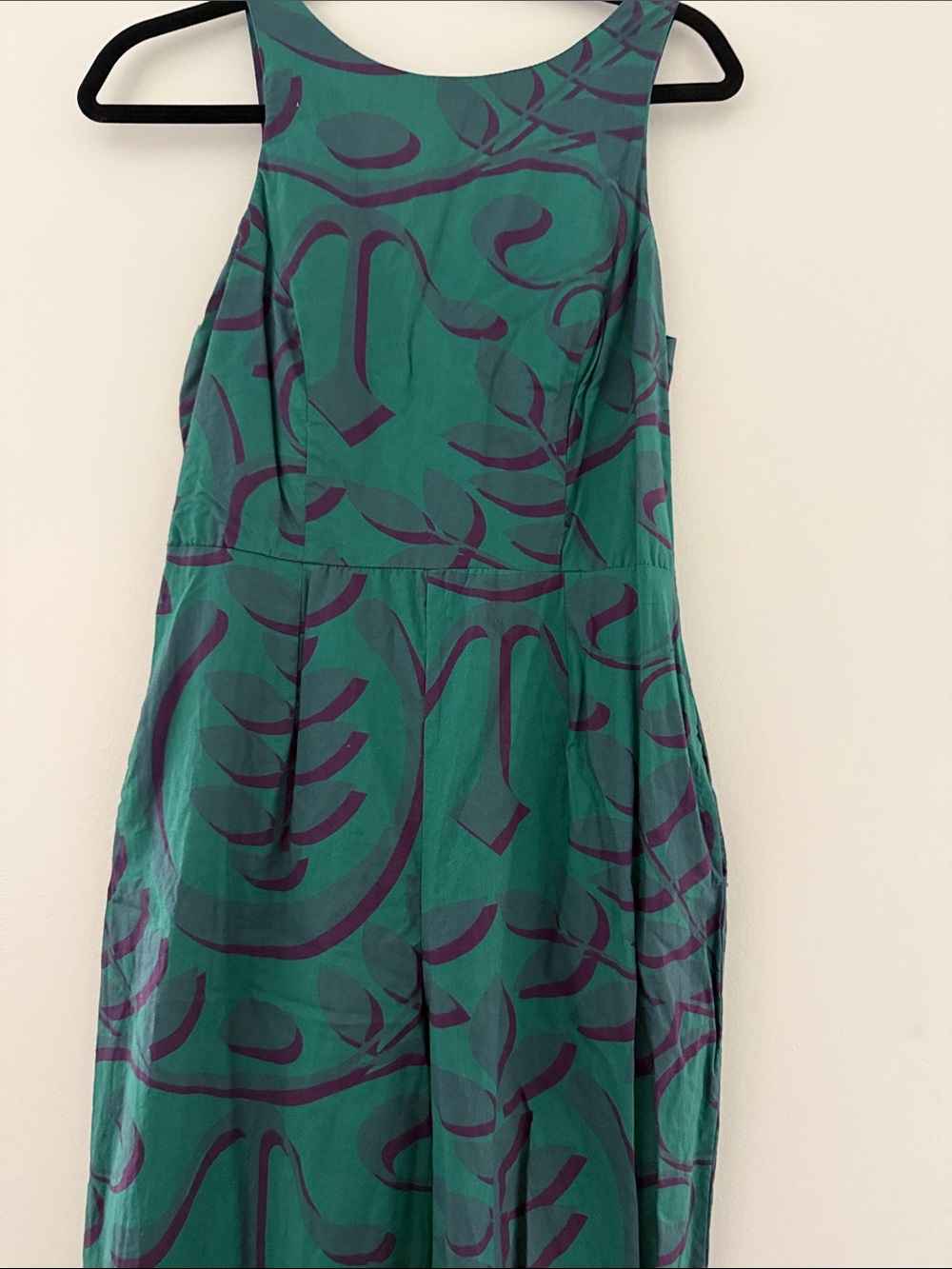 Sleeveless Teal & Purple Patterned Jumpsuit